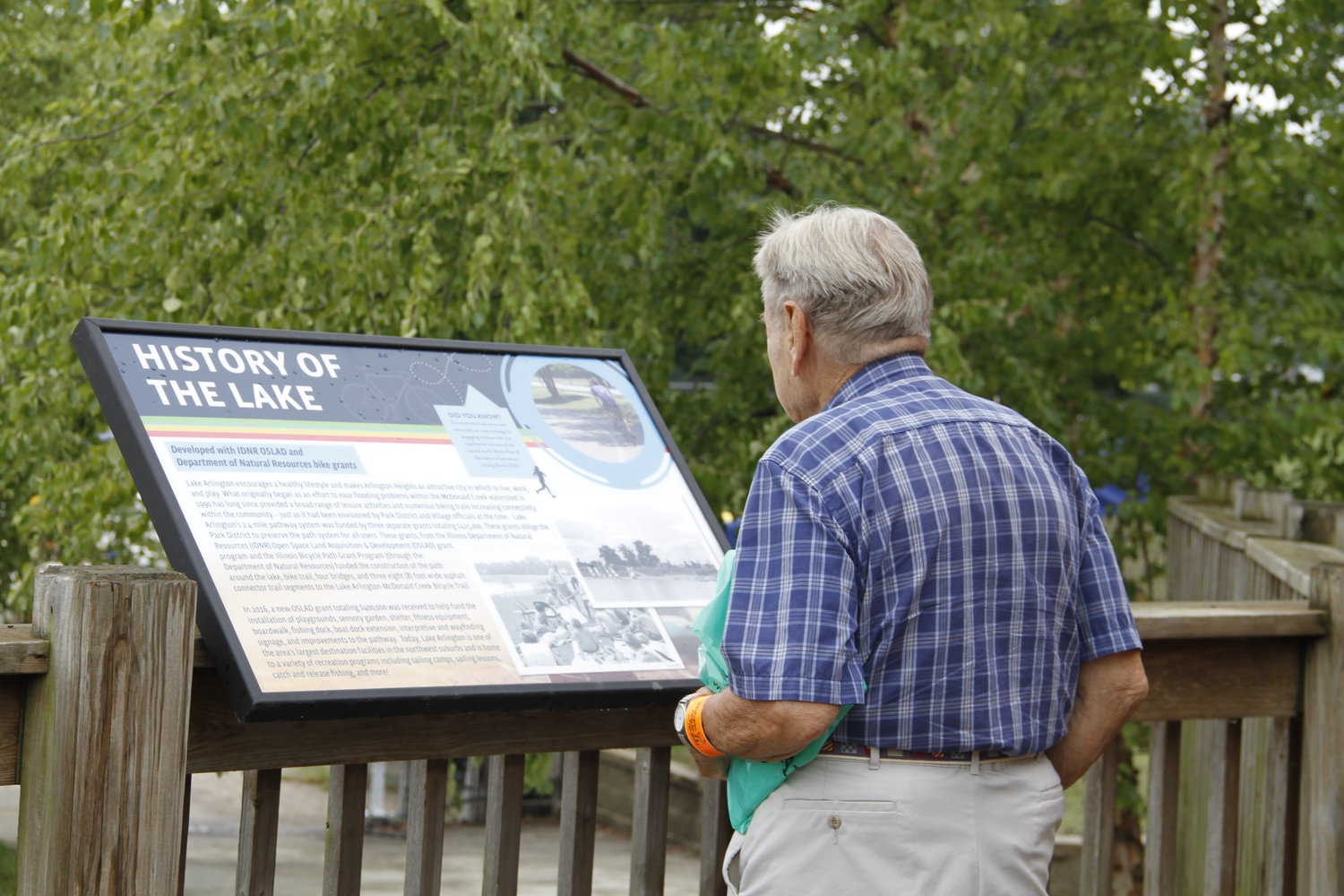 Another of Ten Different Informational signs around the lake with a person looking